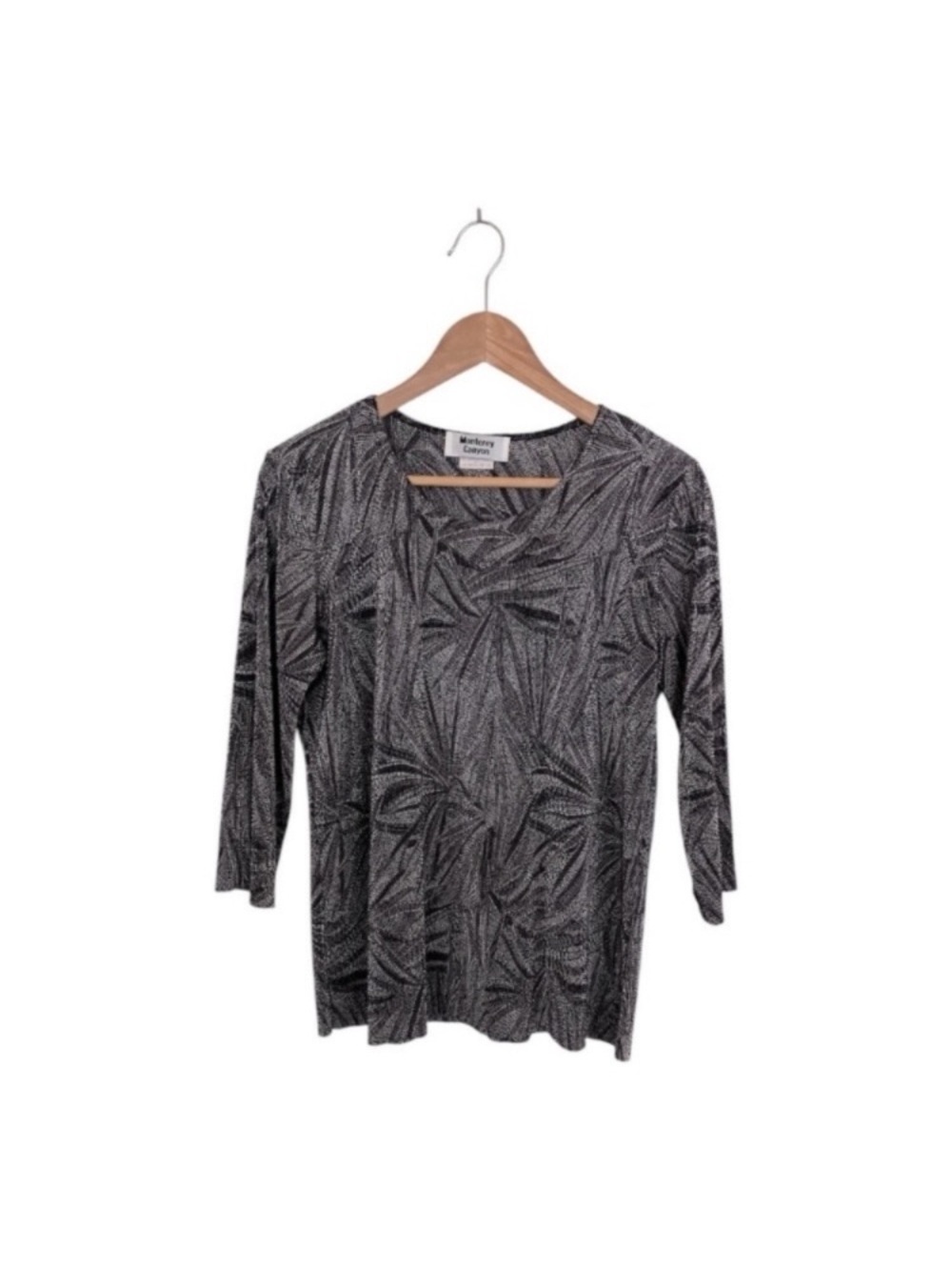 Monterey Canyon Black & Gray Abstract Print Long Sleeve Top